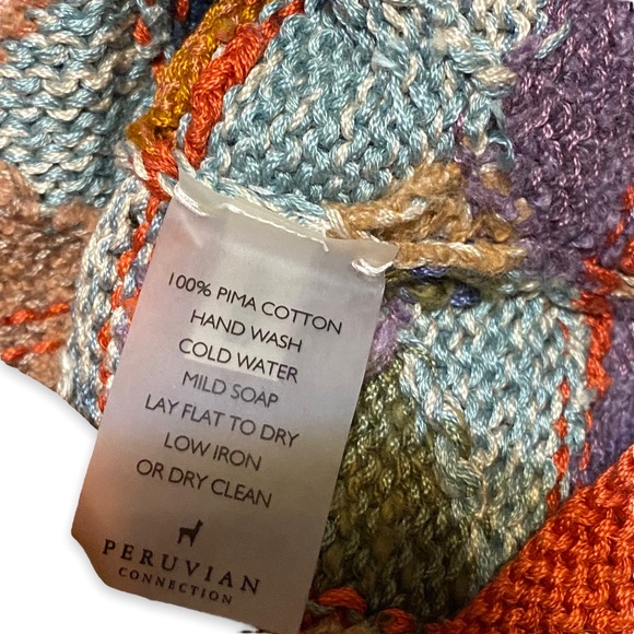Peruvian Connection Kaffe Fassett Knit Sweater 3/4 Sleeve Pima Cotton Med - Picture 7 of 7